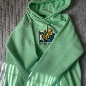 Obey Mint Green Hoodie with Floral Graphic